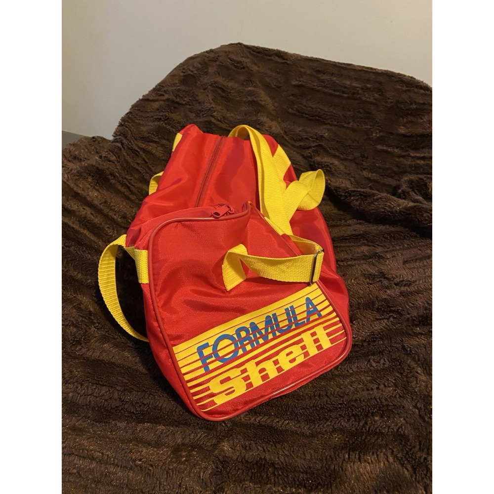 Vtg Formula Shell Gas Racing Bag Red Yellow Nylon 1980s Promo Rare